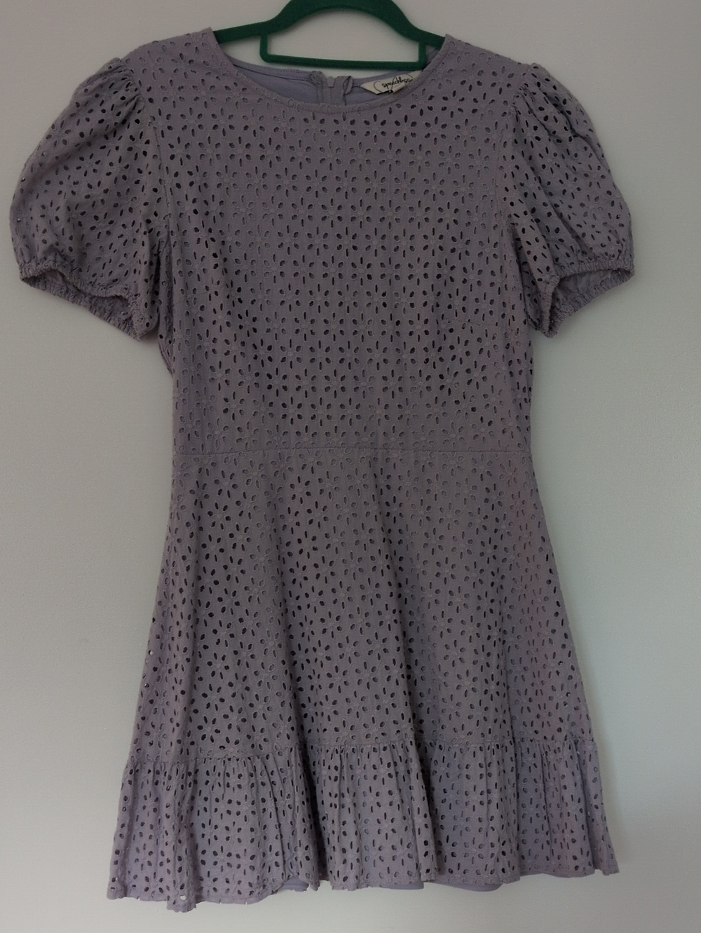 Speechless Lavender Eyelet Top with Green Hanger Accent